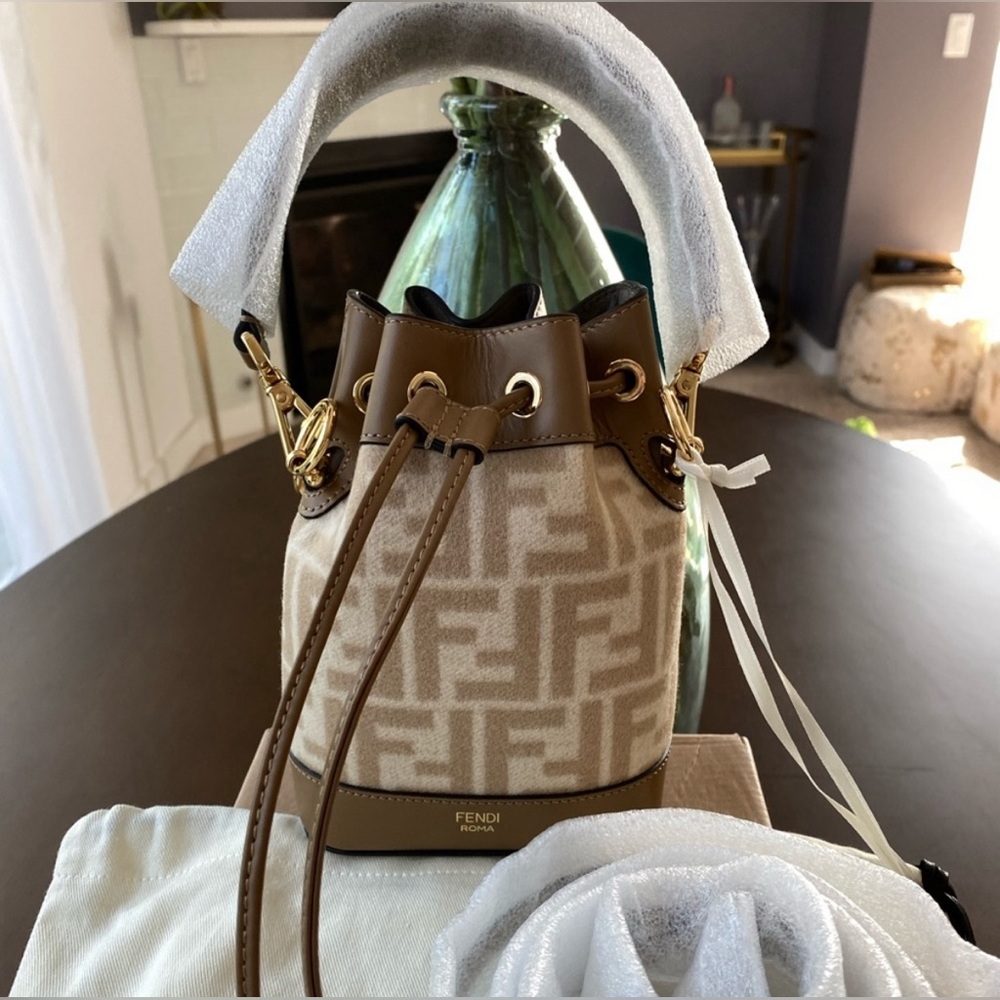 Fendi bucket bag mon tresor felt material